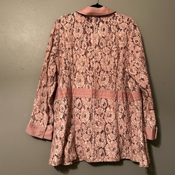 NWT Lane Bryant Sz 18/20 Petite Dusty Rose Lace Jacket Button-up Jacket Blouse! - Picture 14 of 16